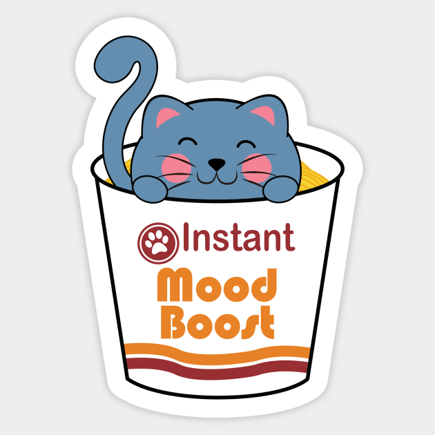 Instant Mood Boost - Kawaii Ramen Cat Sticker by KittenMe Designs